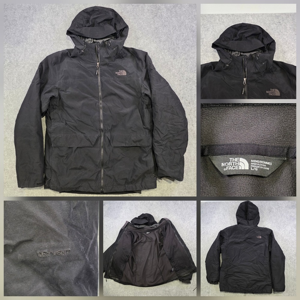 The North Face DryVent 3-in-1 Jacket Mens Large Black Hooded Waterproof NF0A2TC6